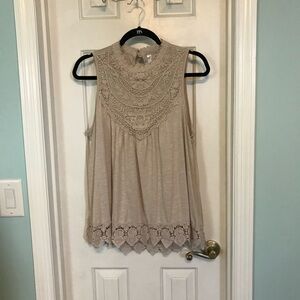 Xhilaration Beige Lace Sleeveless Blouse